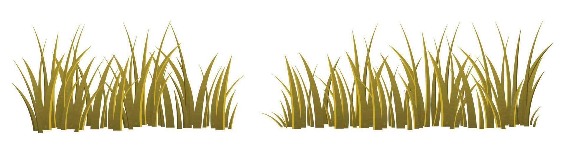 Cartoon grass leaves collection vector illustration isolated on white