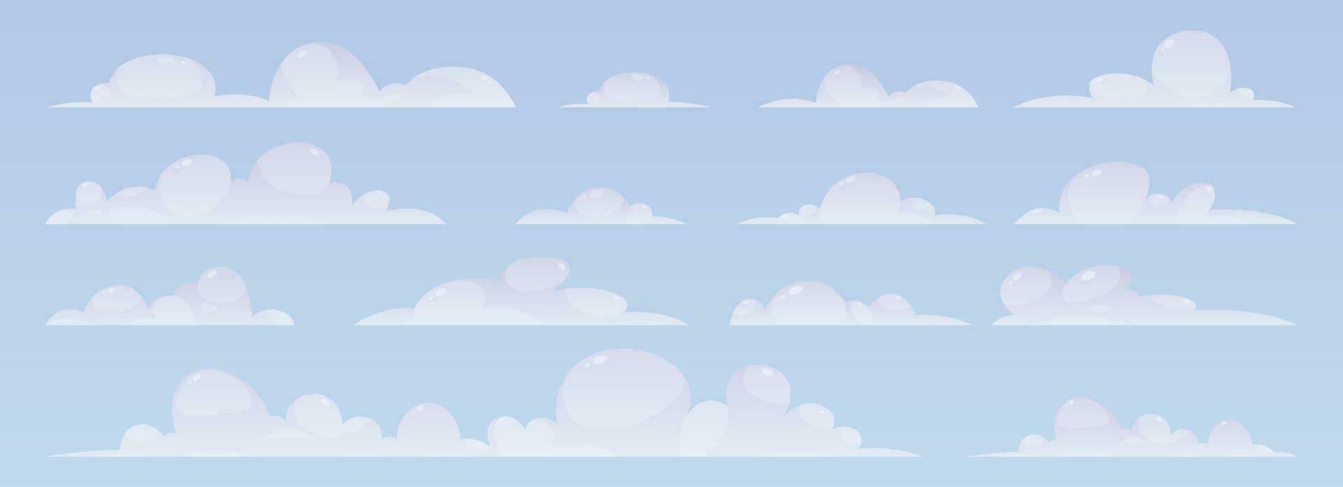 Cartoon clouds collection vector illustration isolated on white background
