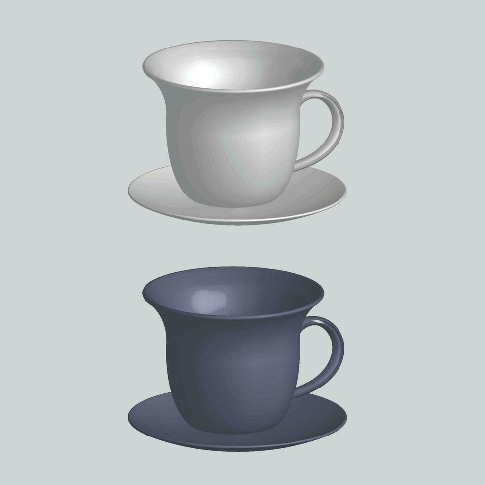 3d realista vector aislado blanco tazas de café, capuchino, americano, Café exprés, moca, latté, cacao, blanco blanco taza adecuado para colocación logo o texto