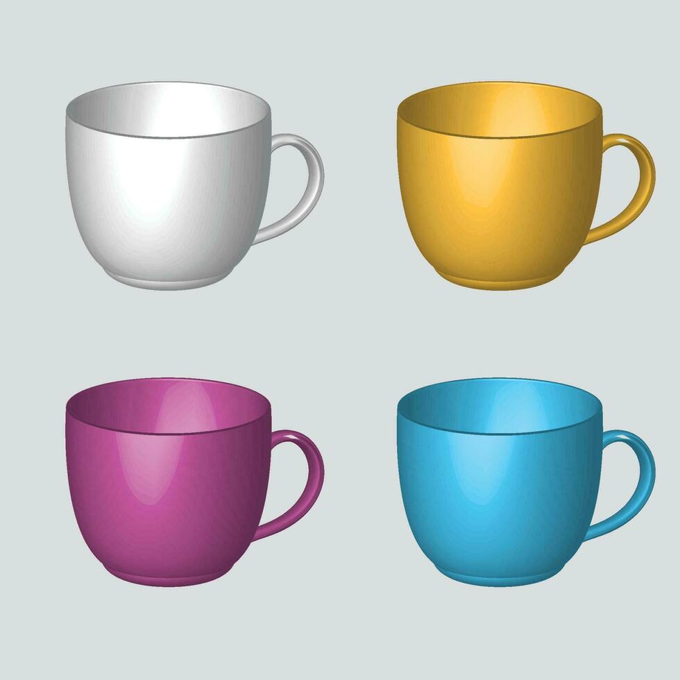 3d realista vector aislado blanco tazas de café, capuchino, americano, Café exprés, moca, latté, cacao, blanco blanco taza adecuado para colocación logo o texto