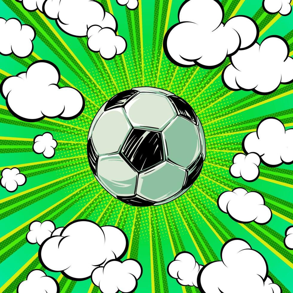 fútbol pelota concepto en popular Arte estilo para impresión y decoración. vector ilustración.