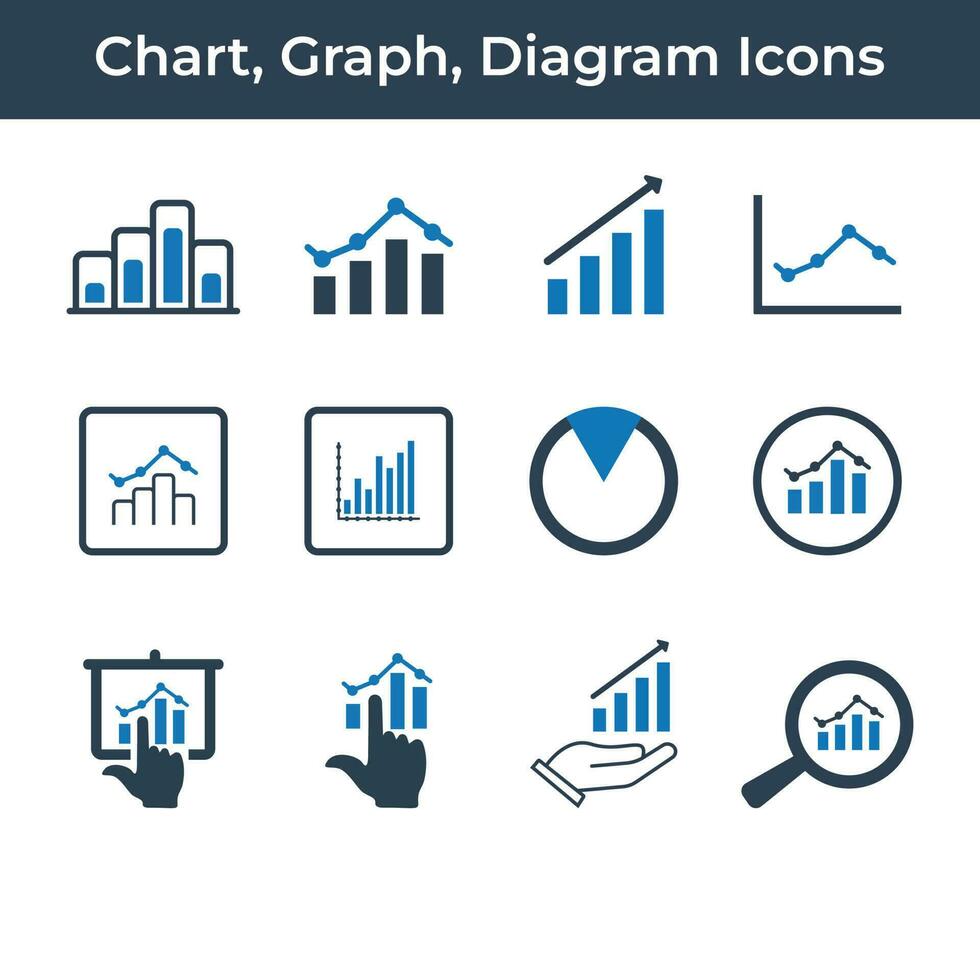 Chart, graph, and diagram icons for business presentation vector