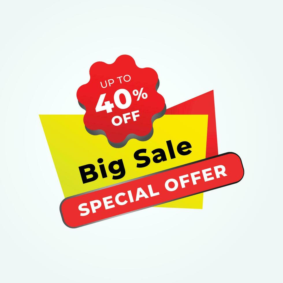 Big sale Special offer discount colorful sticker with up to 40 percent off vector