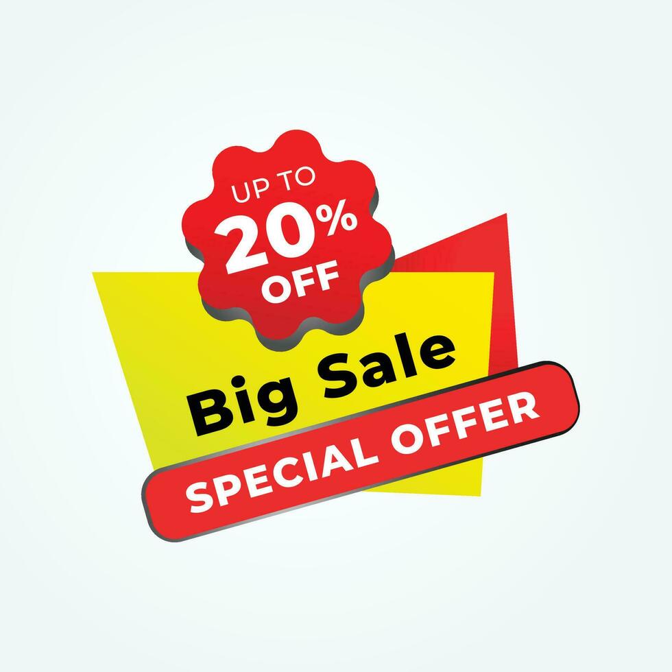 Big sale Special offer discount colorful sticker with up to 20 percent off vector