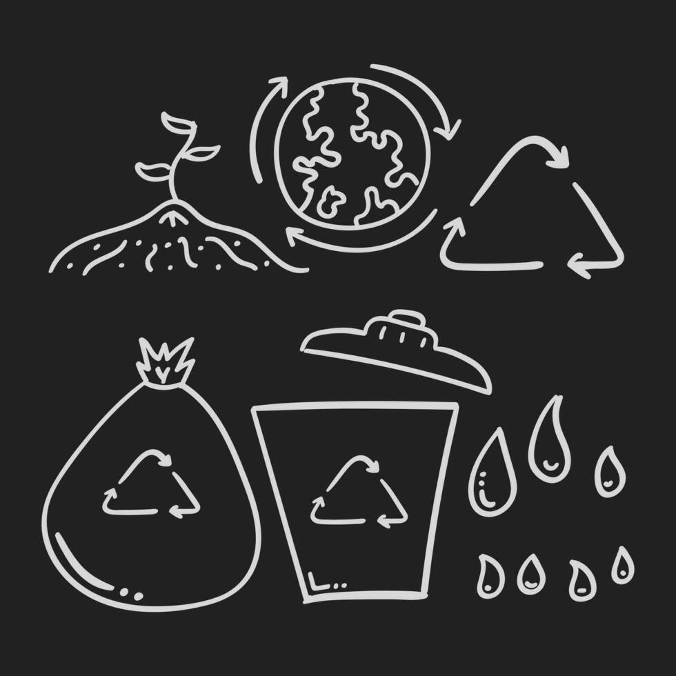 hand drawn recycle eco friendly icon vector