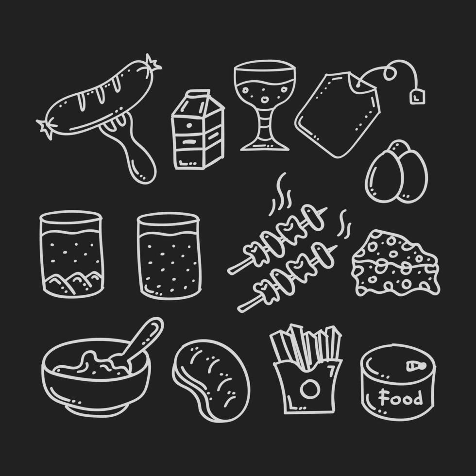 hand drawn food and beverage icon vector