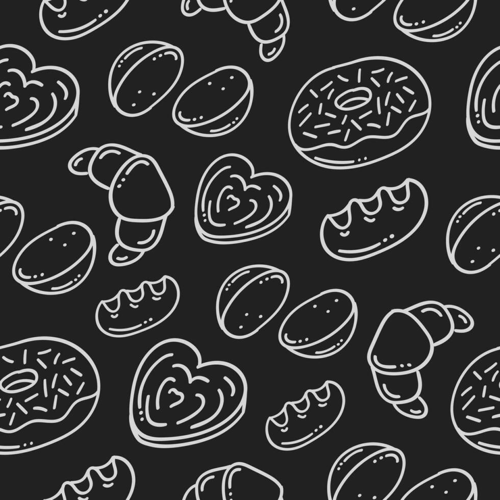 hand drawn bread or bakery seamless pattern on chalkboard vector