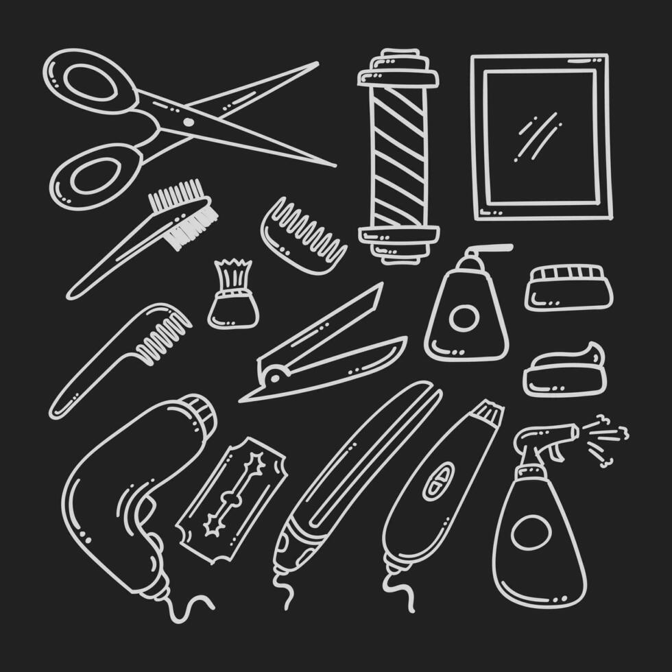 hand drawn barber and salon icon vector