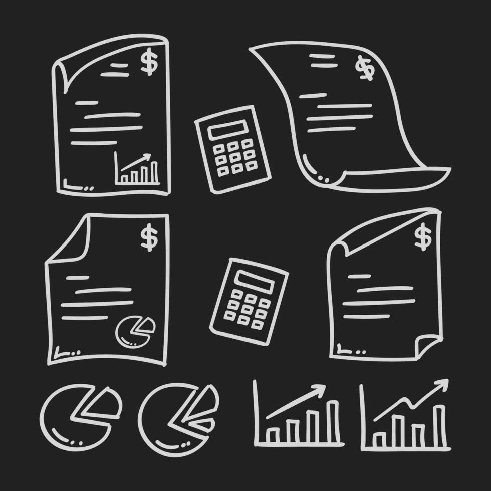 hand drawn financial analytic document icon vector