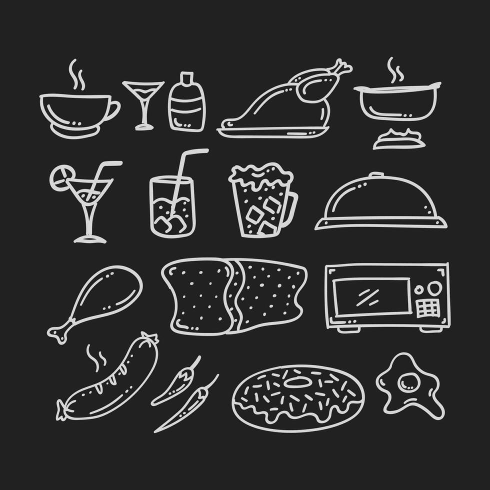 hand drawn food and beverage icon vector