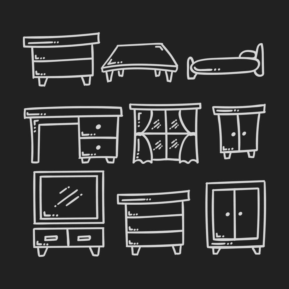 hand drawn furniture icon vector