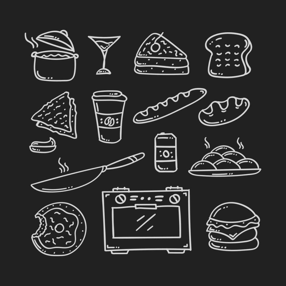 hand drawn food and beverage icon vector