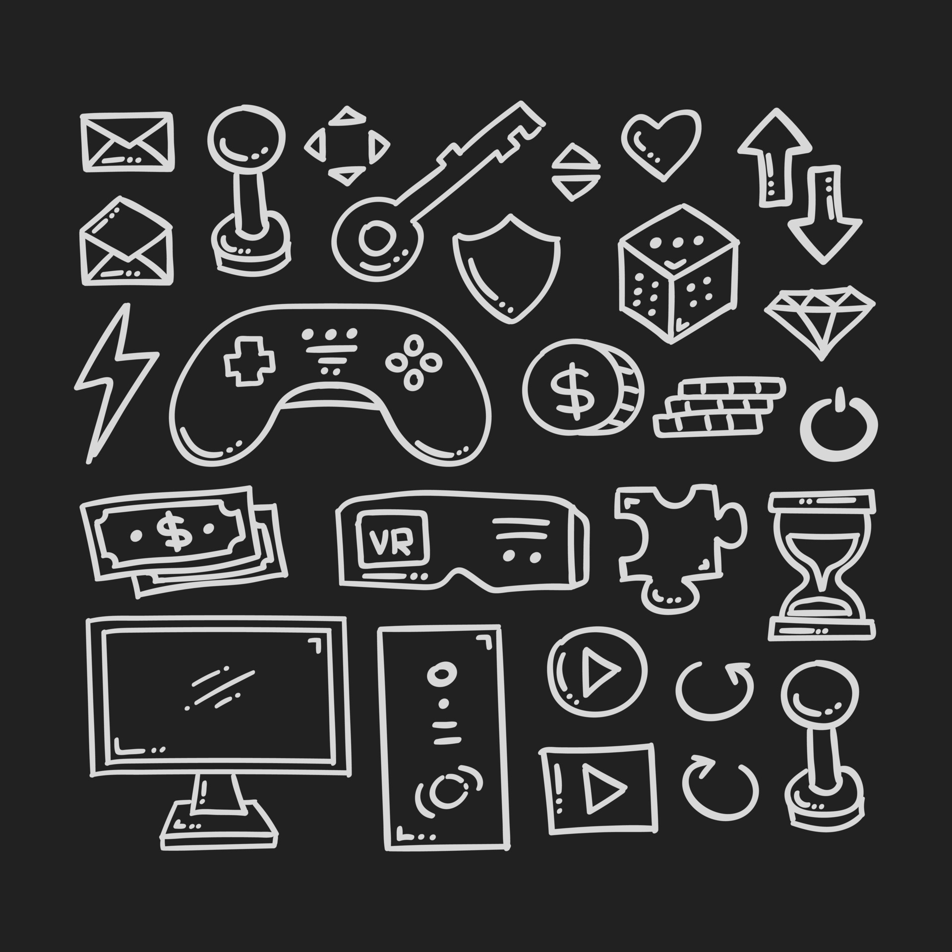 Hand-drawn vector sketch of a generic contemporary Video Game