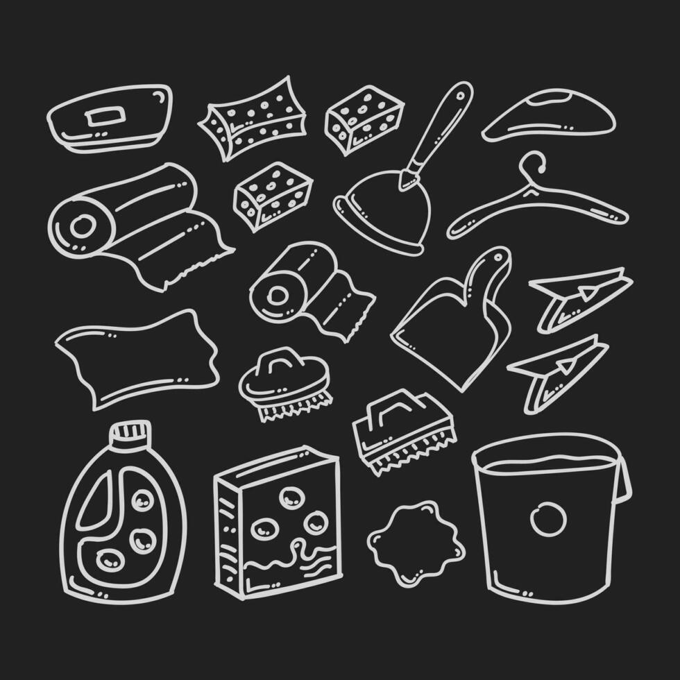 hand drawn home cleaning icon vector