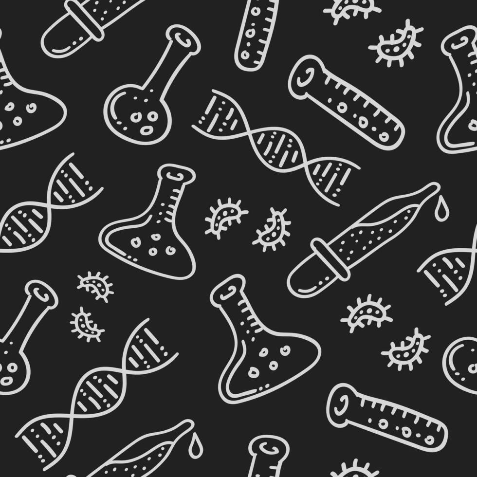 mano dibujado química y Ciencias sin costura modelo en pizarra vector