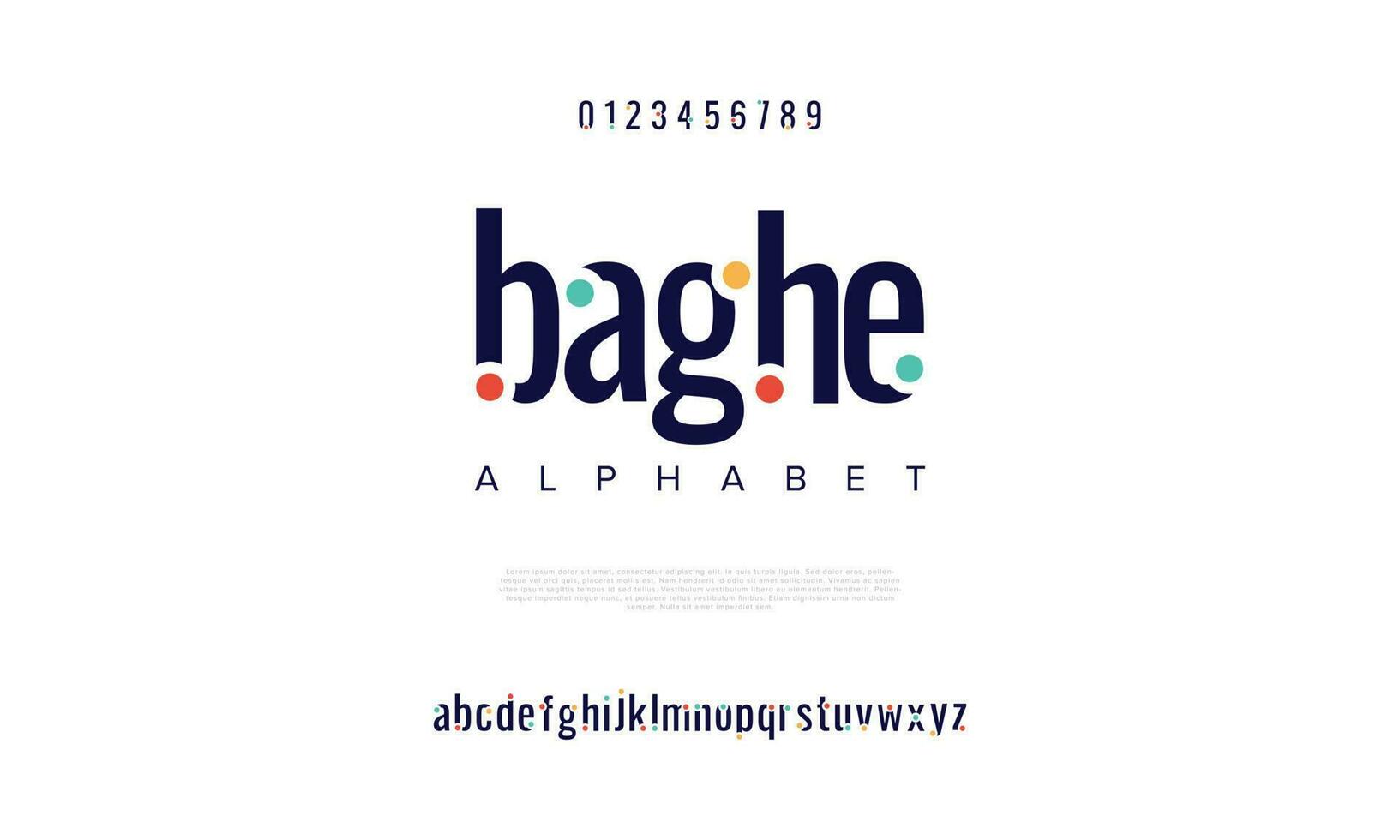 Baghe abstract digital technology logo font alphabet. Minimal modern urban fonts for logo, brand etc. Typography typeface uppercase lowercase and number. vector illustration