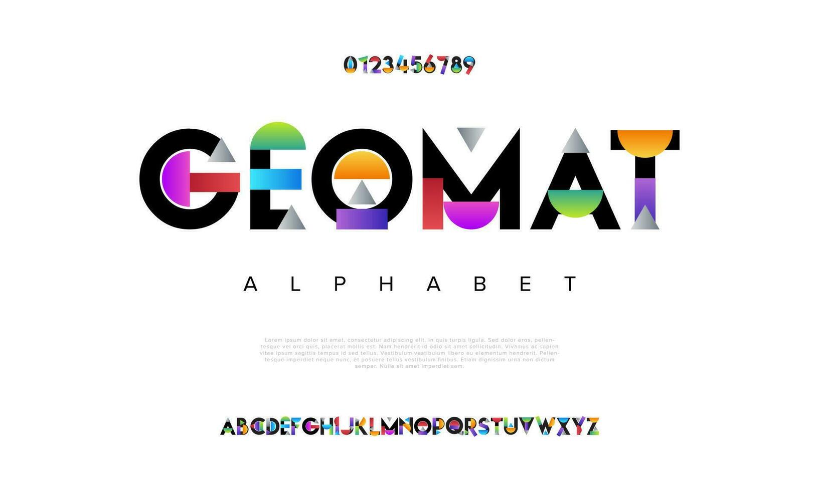 Geometric geomat abstract digital technology logo font alphabet. Minimal modern urban fonts for logo, brand etc. Typography typeface uppercase lowercase and number. vector illustration