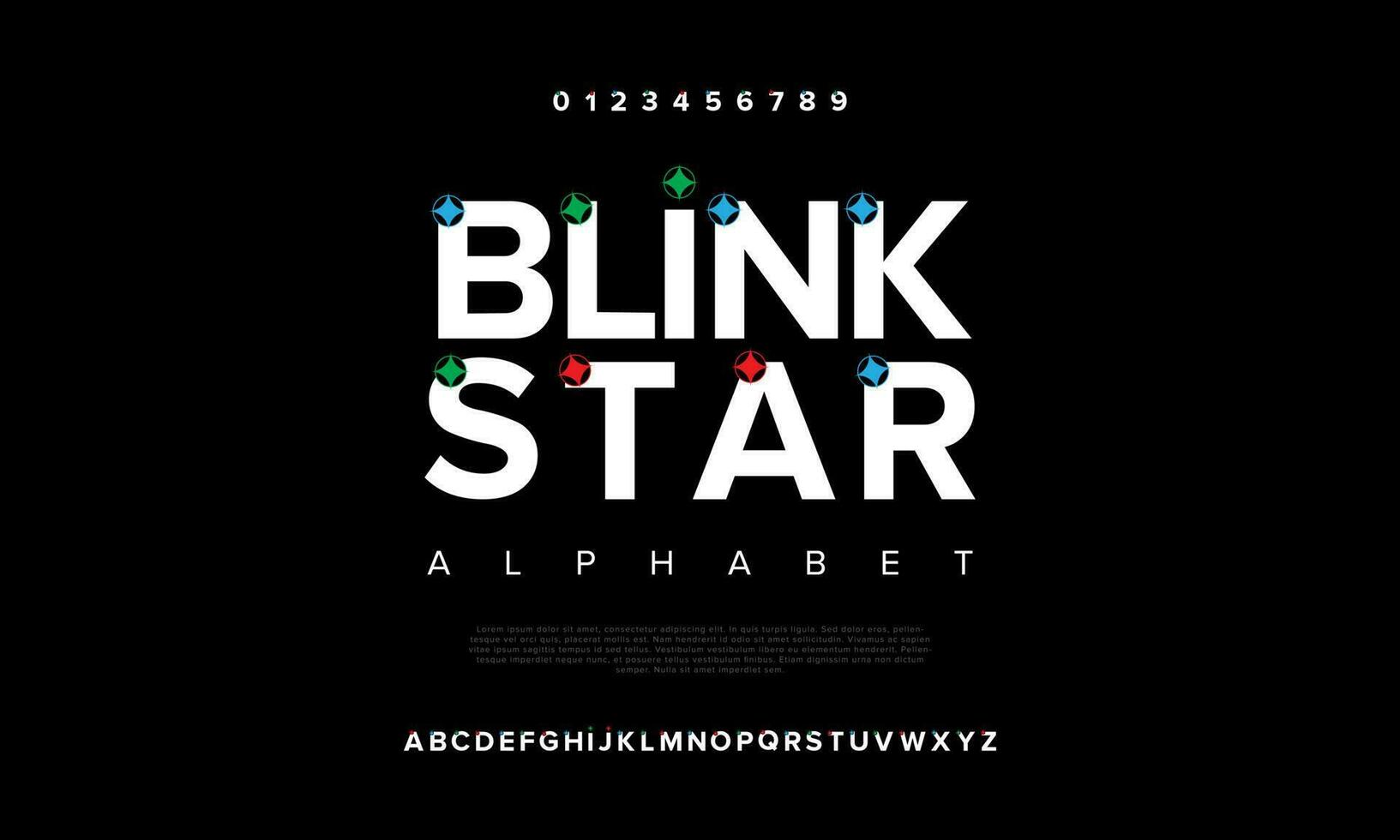 Blink star cute abstract digital technology logo font alphabet. Minimal modern urban fonts for logo, brand etc. Typography typeface uppercase lowercase and number. vector illustration