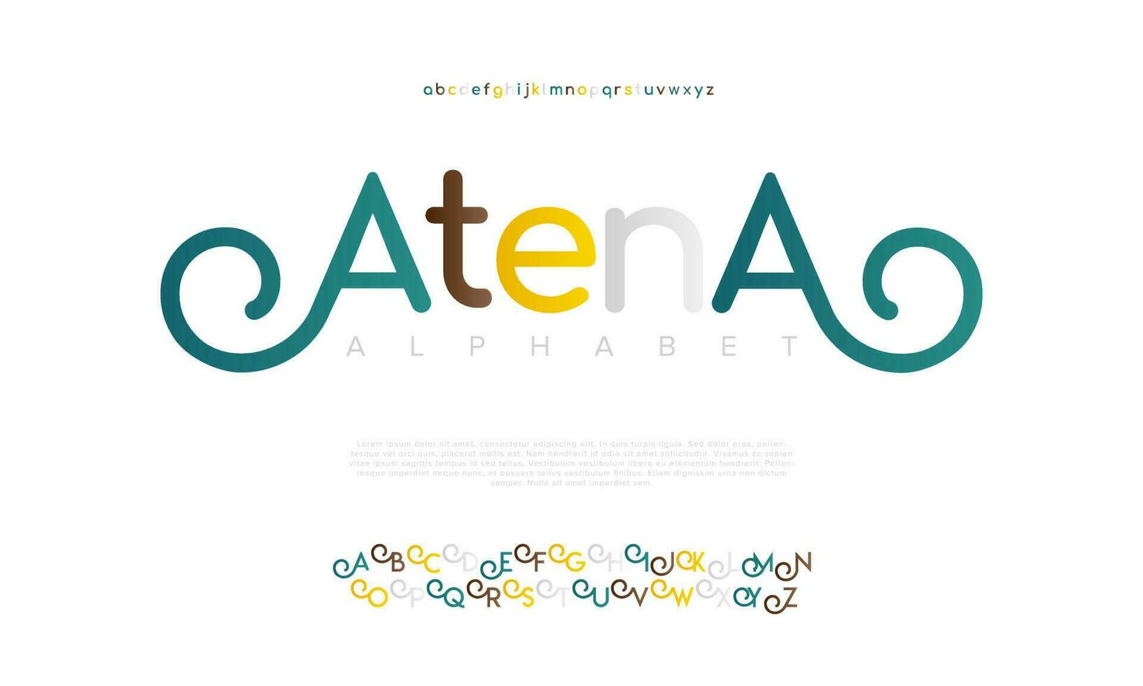 Atena abstract digital technology logo font alphabet. Minimal modern urban fonts for logo, brand etc. Typography typeface uppercase lowercase and number. vector illustration