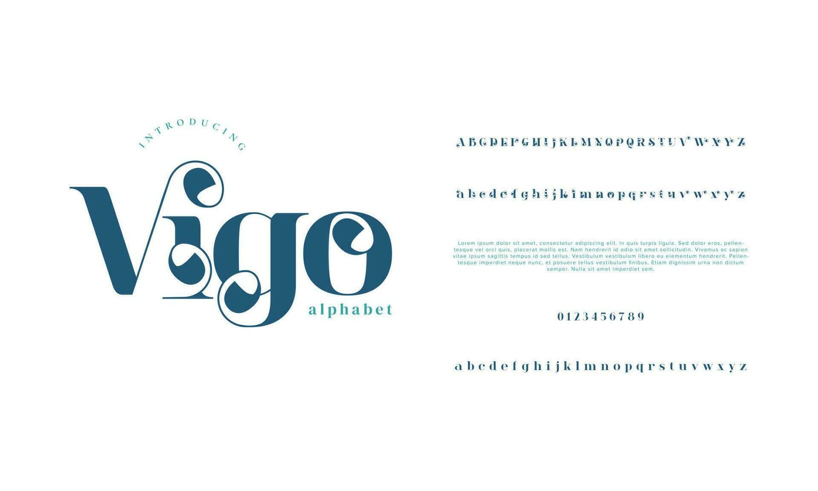 Simple vigo abstract fashion wedding logo font alphabet. Minimal modern urban fonts for logo, brand etc. Typography typeface uppercase lowercase and number. vector illustration