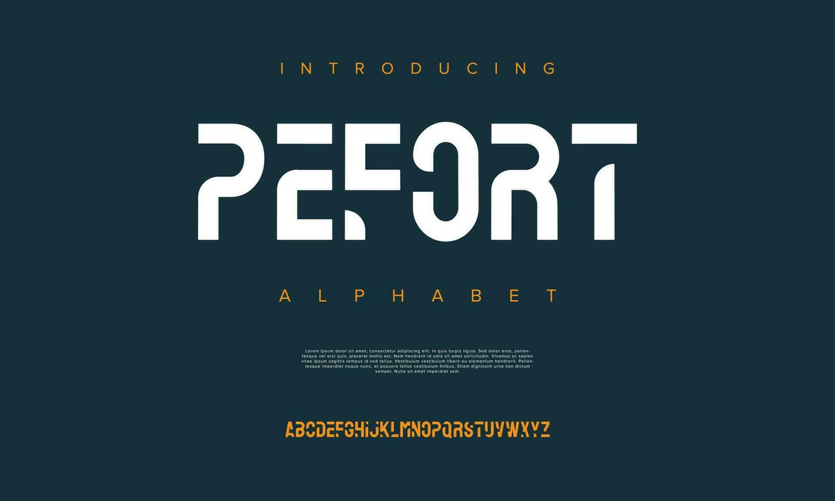 Pefort abstract digital technology logo font alphabet. Minimal modern urban fonts for logo, brand etc. Typography typeface uppercase lowercase and number. vector illustration