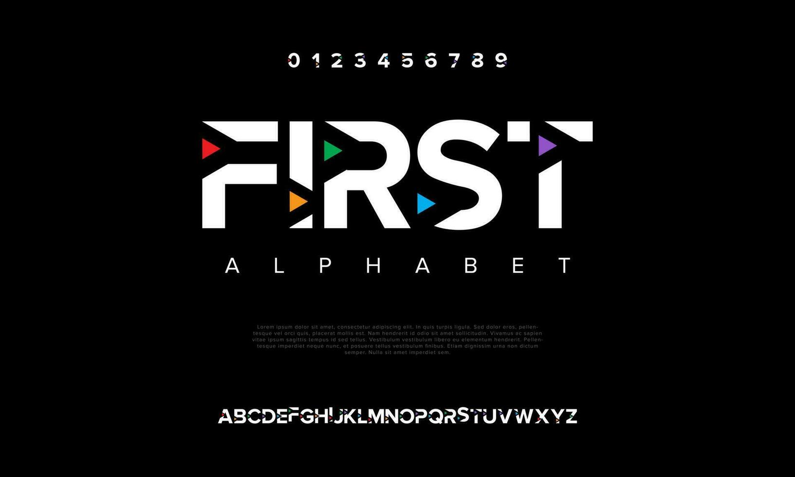First abstract digital technology logo font alphabet. Minimal modern urban fonts for logo, brand etc. Typography typeface uppercase lowercase and number. vector illustration