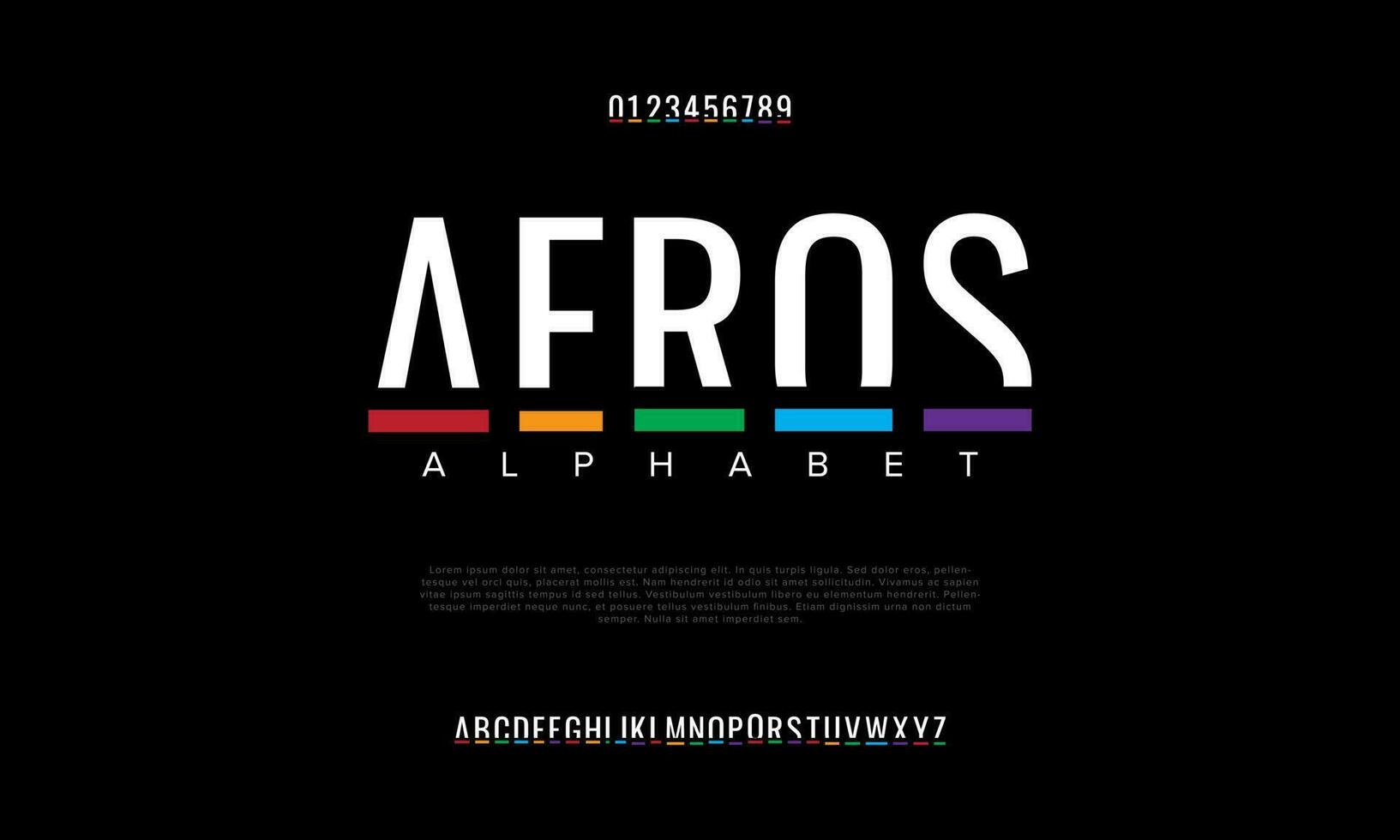 Aeros abstract digital technology logo font alphabet. Minimal modern urban fonts for logo, brand etc. Typography typeface uppercase lowercase and number. vector illustration