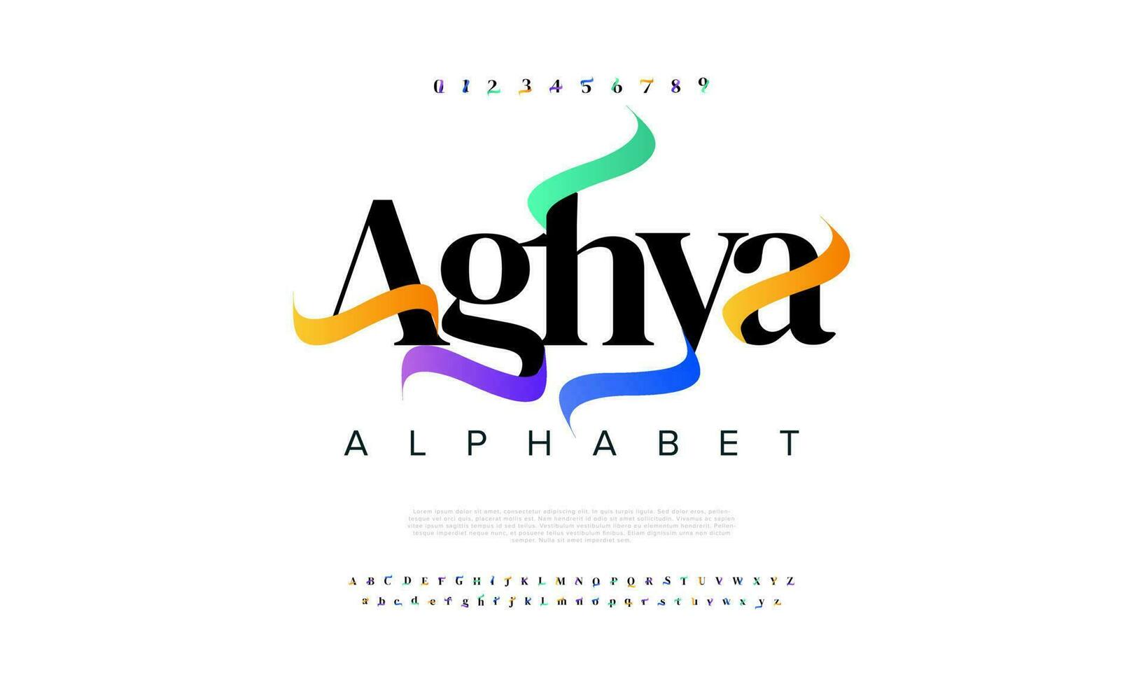 Aghya abstract digital technology logo font alphabet. Minimal modern urban fonts for logo, brand etc. Typography typeface uppercase lowercase and number. vector illustration