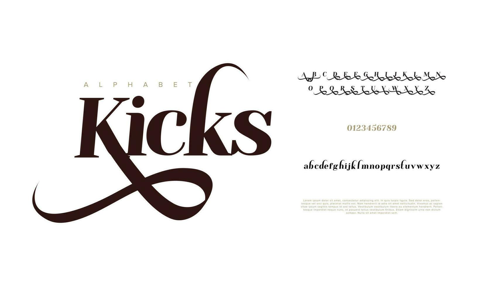 Kicks abstract digital technology logo font alphabet. Minimal modern urban fonts for logo, brand etc. Typography typeface uppercase lowercase and number. vector illustration