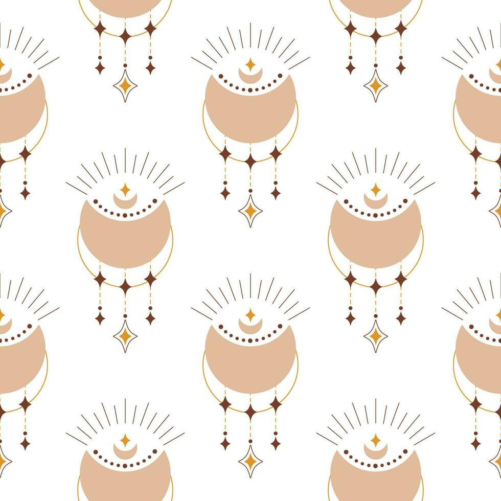 Cute boho moon seamless pattern. Creative childish print for fabric, wrapping, textile, wallpaper, apparel. Vector digital paper.