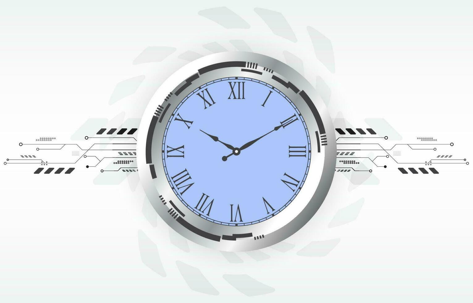 technology analog clock white vector background.computer network.modern wallpaper.