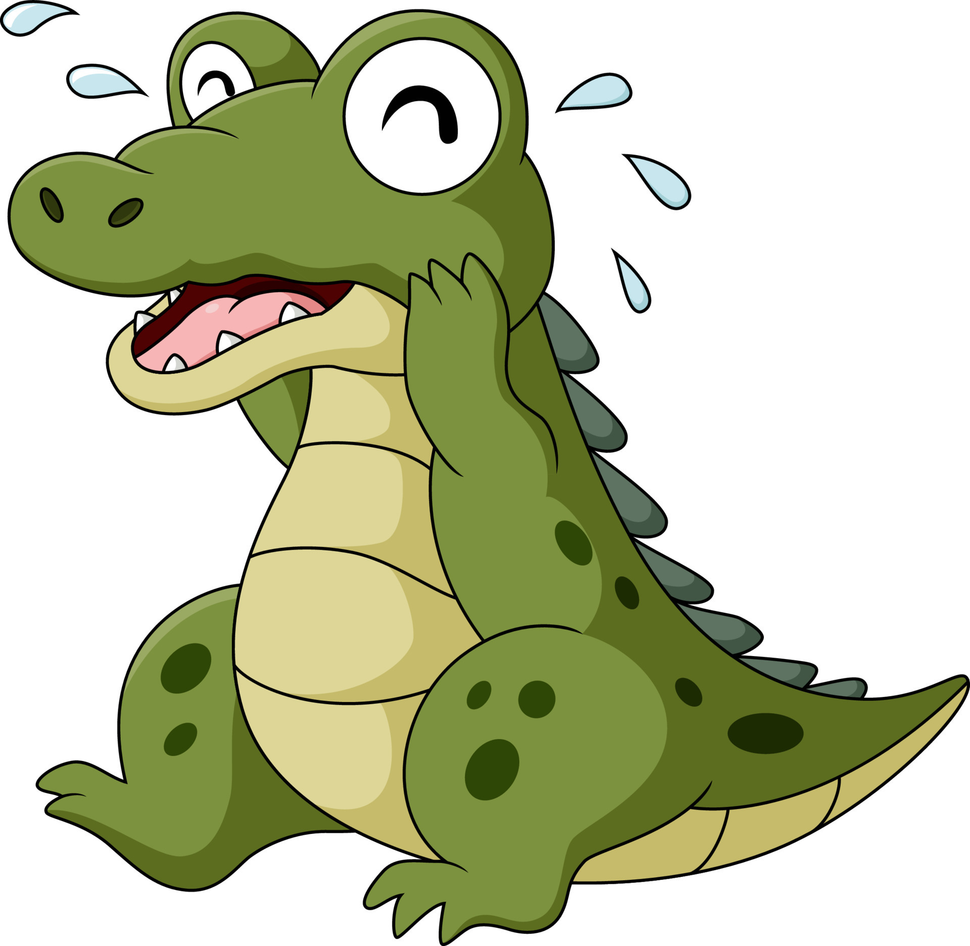 Cute baby crocodile cartoon sitting and crying 24221632 Vector Art at