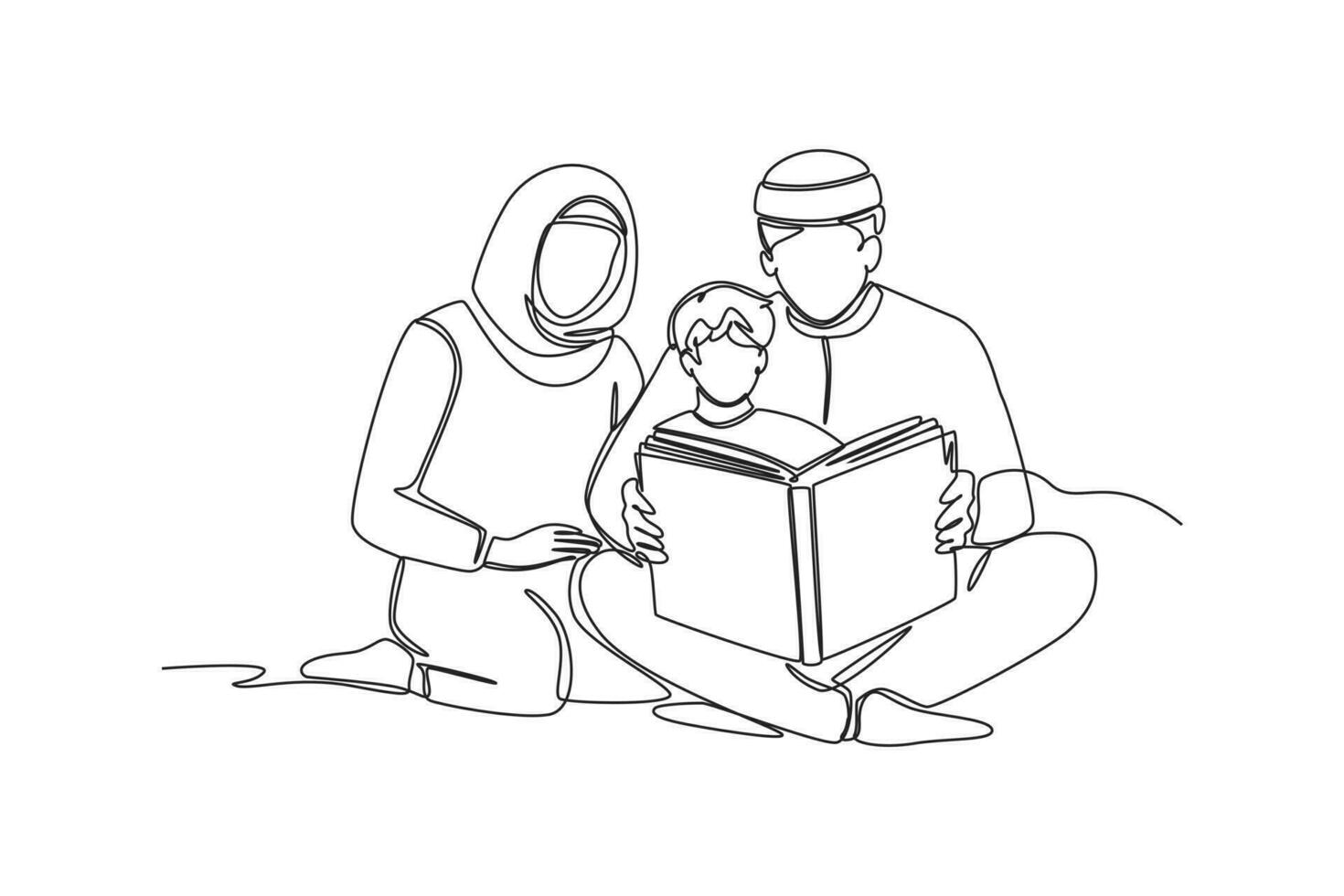 Continuous one line drawing Happy Islamic new Year concept. Single line draw design vector graphic illustration.
