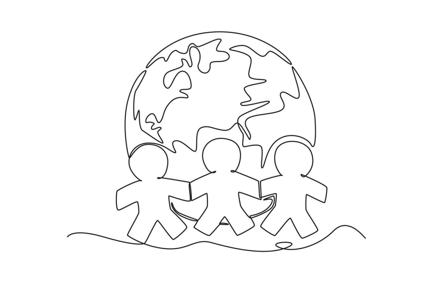 Single one line drawing world population day concept. Continuous line draw design graphic vector illustration.