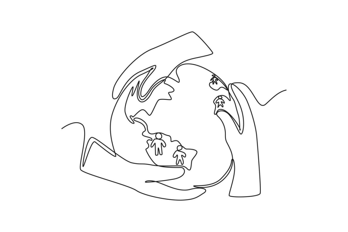 Single one line drawing world population day concept. Continuous line draw design graphic vector illustration.