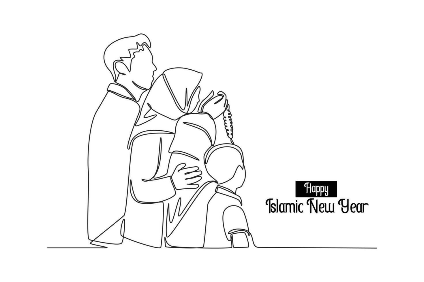 continuo uno línea dibujo contento islámico nuevo año concepto. soltero línea dibujar diseño vector gráfico ilustración.