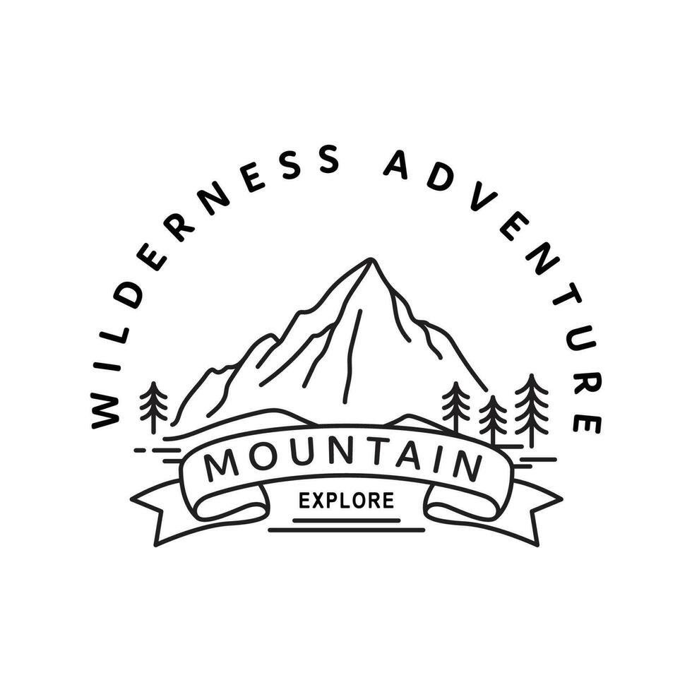 mountain logo simple line art style creative hills vector illustration