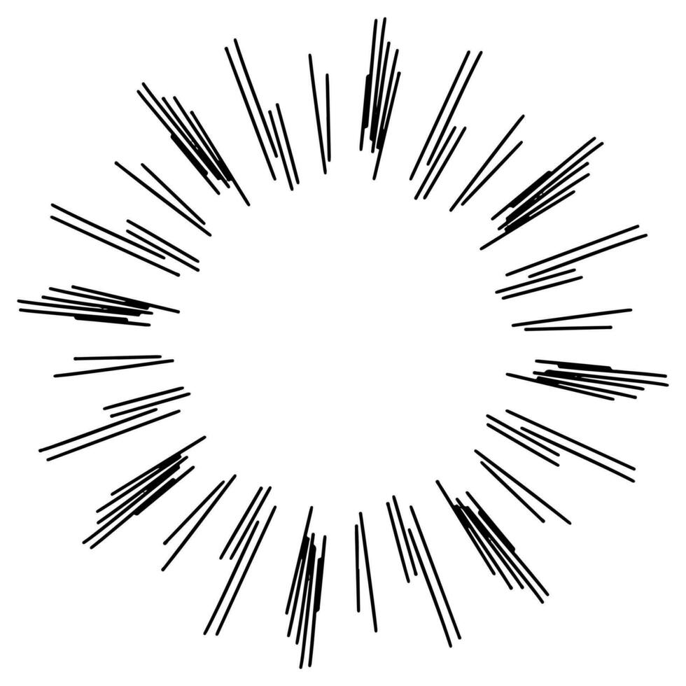 Doodle sketch style of Starburst, sunburst, Element Fireworks Black Rays. Comic explosion effect. Radiating, radial lines. cartoon hand drawn illustration for concept design. vector