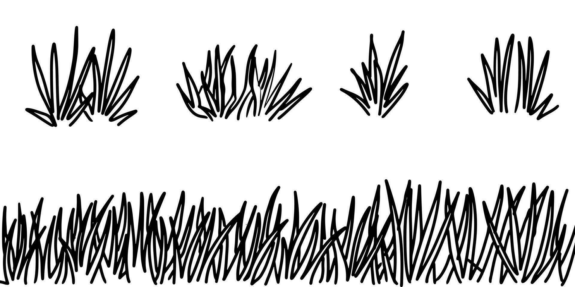 Doodle sketch style of grass cartoon hand drawn illustration for concept design. vector