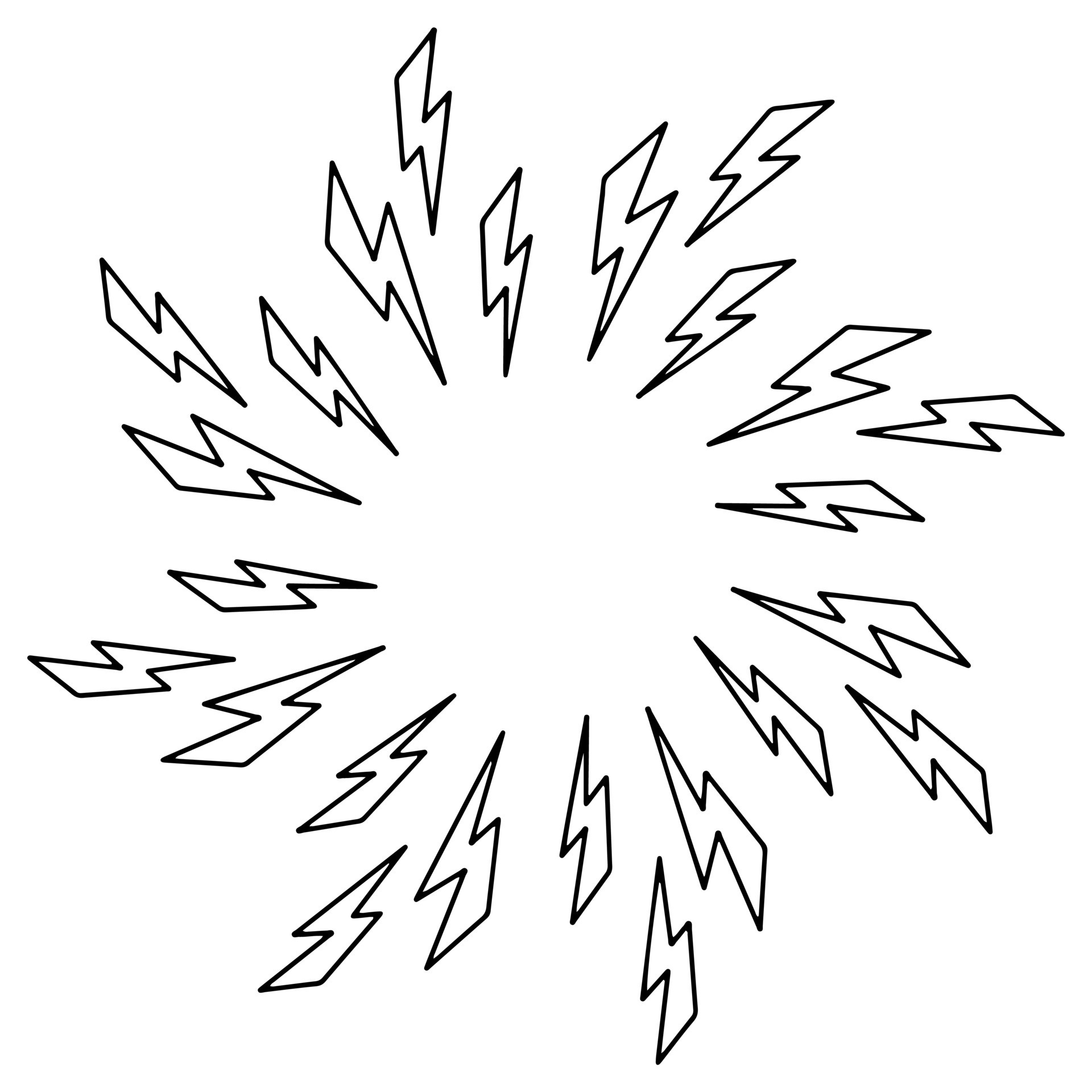 Doodle sketch style of Starburst, sunburst, Element Fireworks Black