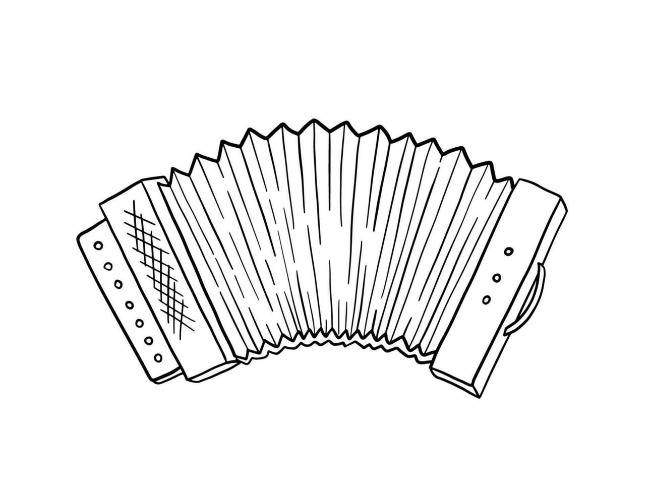 Accordion doodle. Musical instrument in sketch style. Vector hand drawn illustration isolated on white background