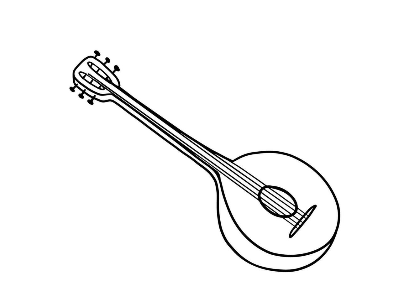 Hand drawn doodle of classical banjo. Musical instrument. Vector illustration