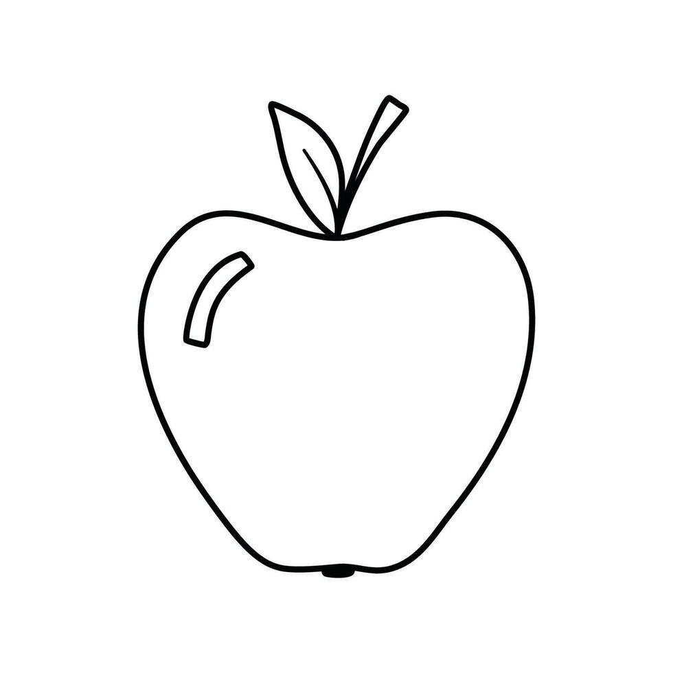 Apple isolated on white isolated background. Doodle simple outline illustration. Line sketch fruit vector