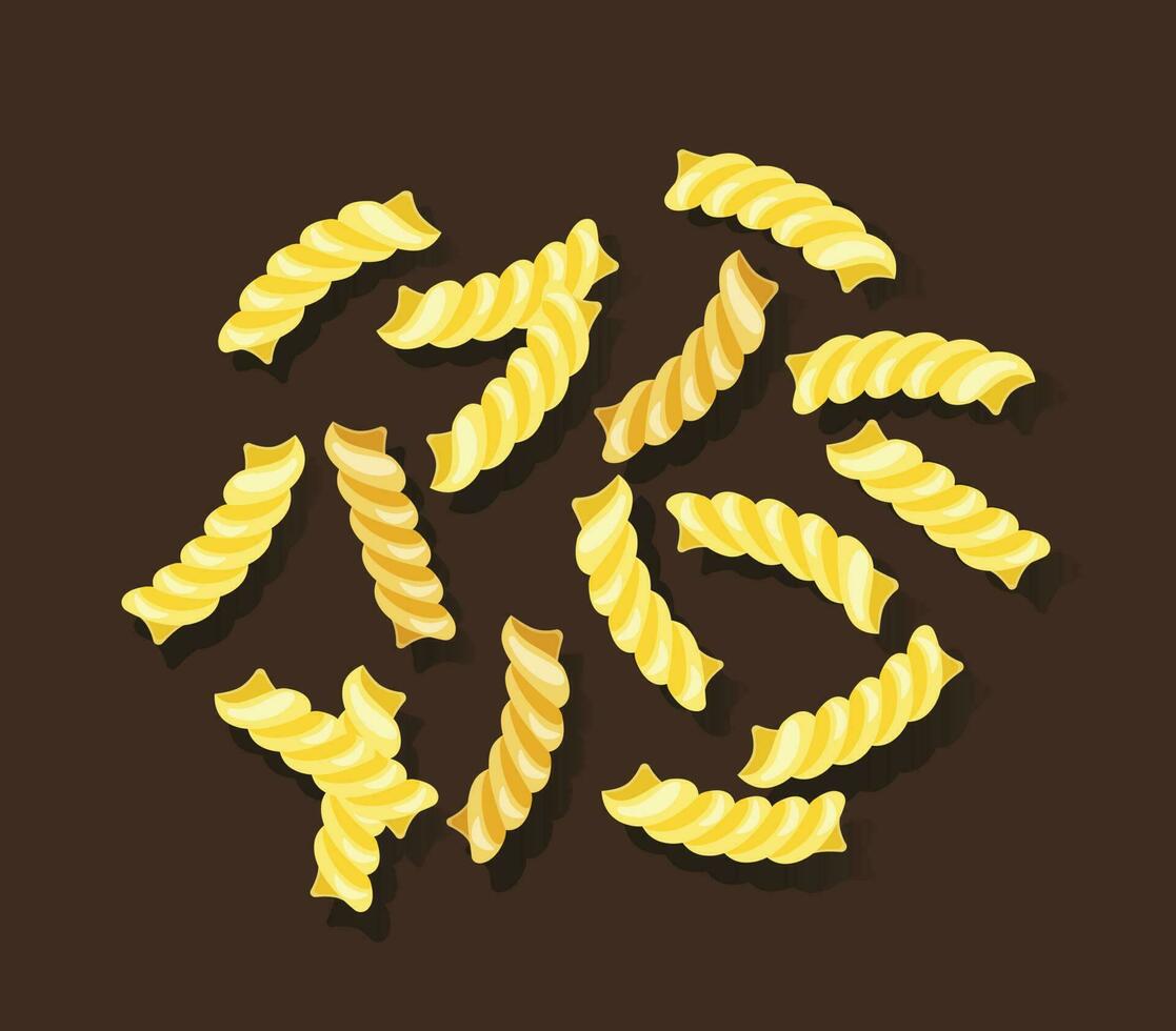Fusilli noodle isolated vector illustration
