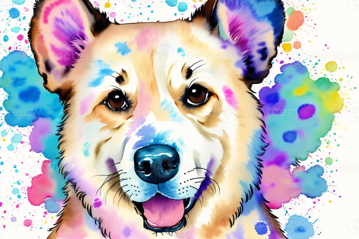 Watercolor painting of the Aidi Dog. The Majestic Aidi the Guardian of the Atlas Mountains. photo