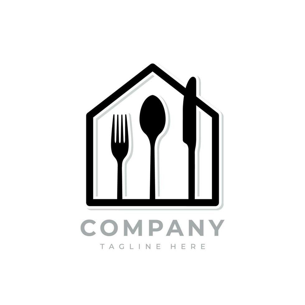 Food House Logo, Kitchen House Logo Design Template for Restaurant Vector Stock