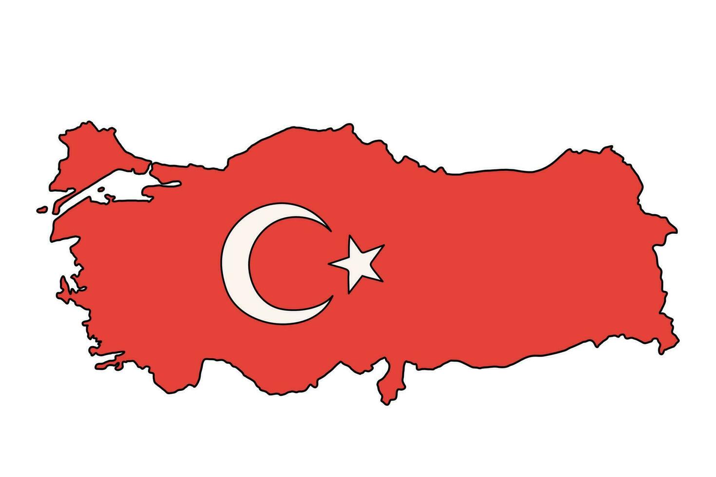 Map of Turkey country with national emblem. Vector illustration.