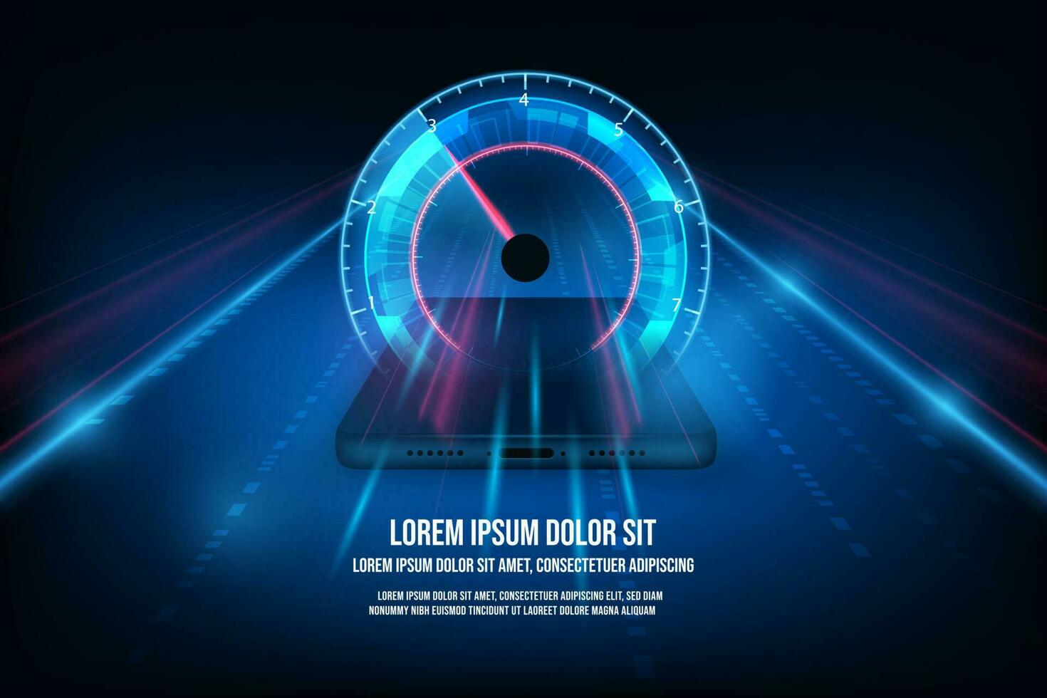 Vector internet fastest connection with mobile phone concept. Speed of network internet wireless.