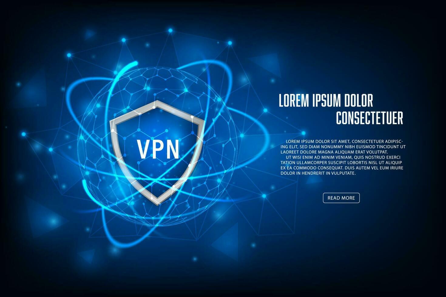Vector Shield with vpn and world map. Security cyber shield concept. Virtual private network.