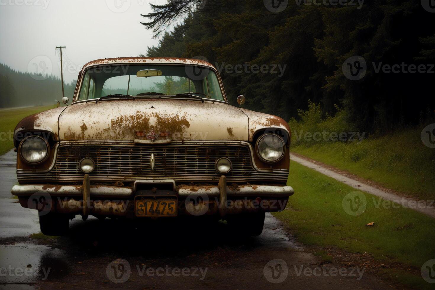 abandonado carros. olvidado reliquias capturar el belleza de abandonado carros. generativo ai foto